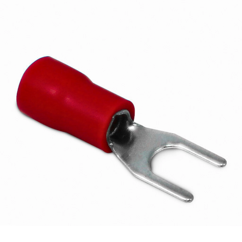 Kit Terminal Pré-isolado Svs Forquilha 4,3mm | Cabo 1,5mm² | Vermelho | 100 Peças