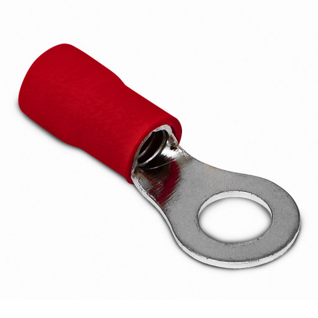 Kit Terminal Pré-isolado Olhal Rv | Cabo 10mm² | Furo Ø8,2mm | Vermelho | 100 Peças