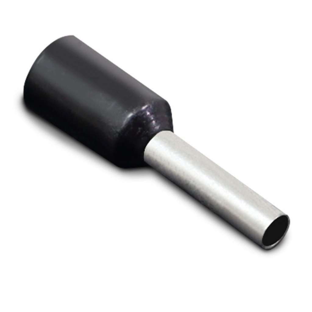 Kit Terminal Pré-isolado Tubular Simples 1,5mm² | Preto | 100 Peças