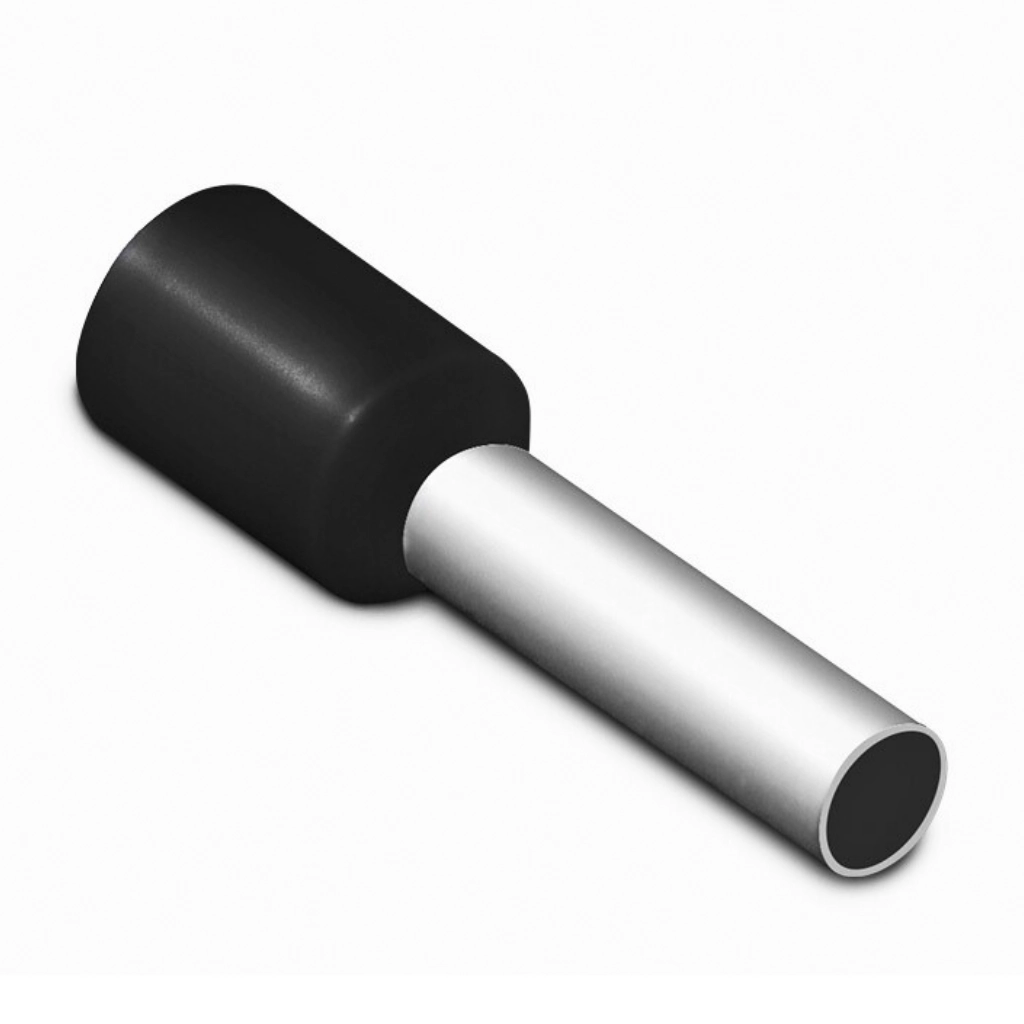 Kit Terminal Pré-isolado Tubular Simples 6mm² | Preto | 100 Peças