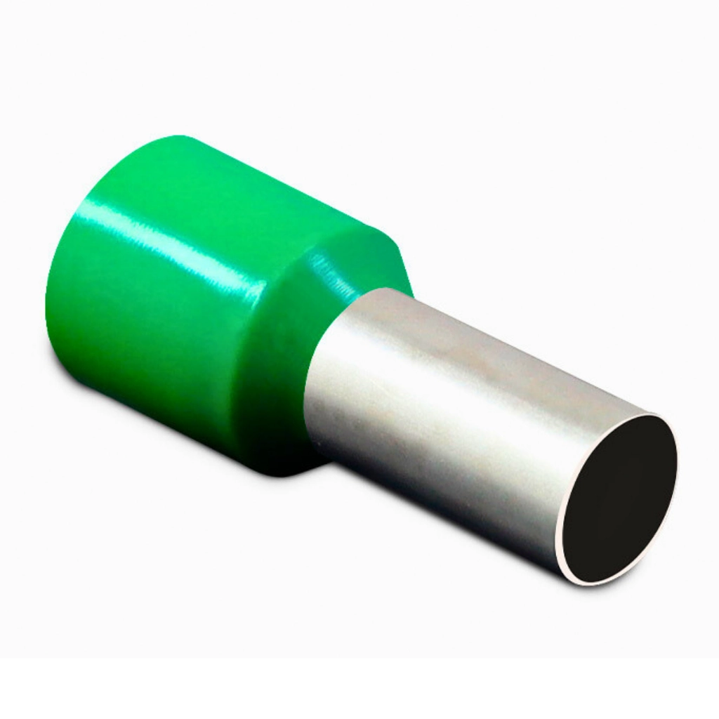 Kit Terminal Pré-isolado Tubular Simples 16mm² | Verde | 100 Peças