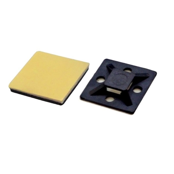 Fixador Auto Adesivo 20x20 Mm Preto 100 Peças
