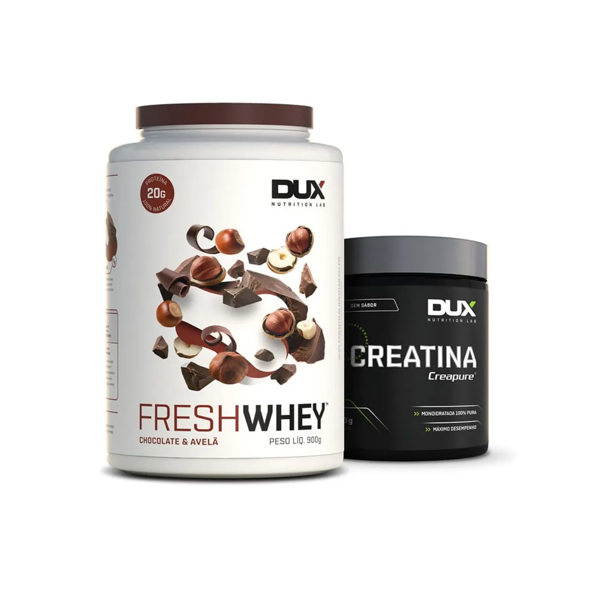 Kit Bulking Freshwhey 900G (Hipertrofia) Dux Nutrition Creatina + Chocolate E Avelã