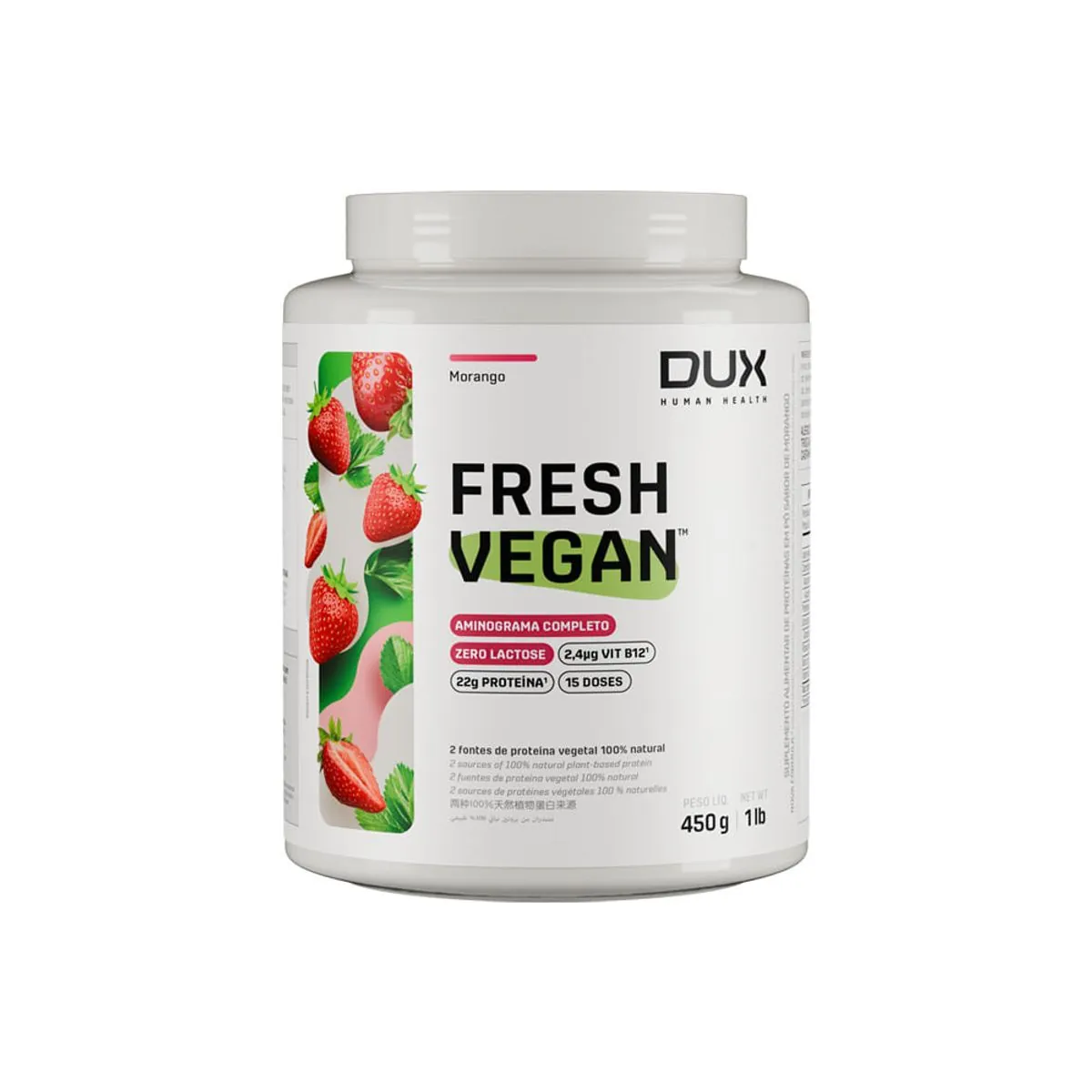 FRESHVEGAN MORANGO - POTE 450 g - Sabor Morango 450g