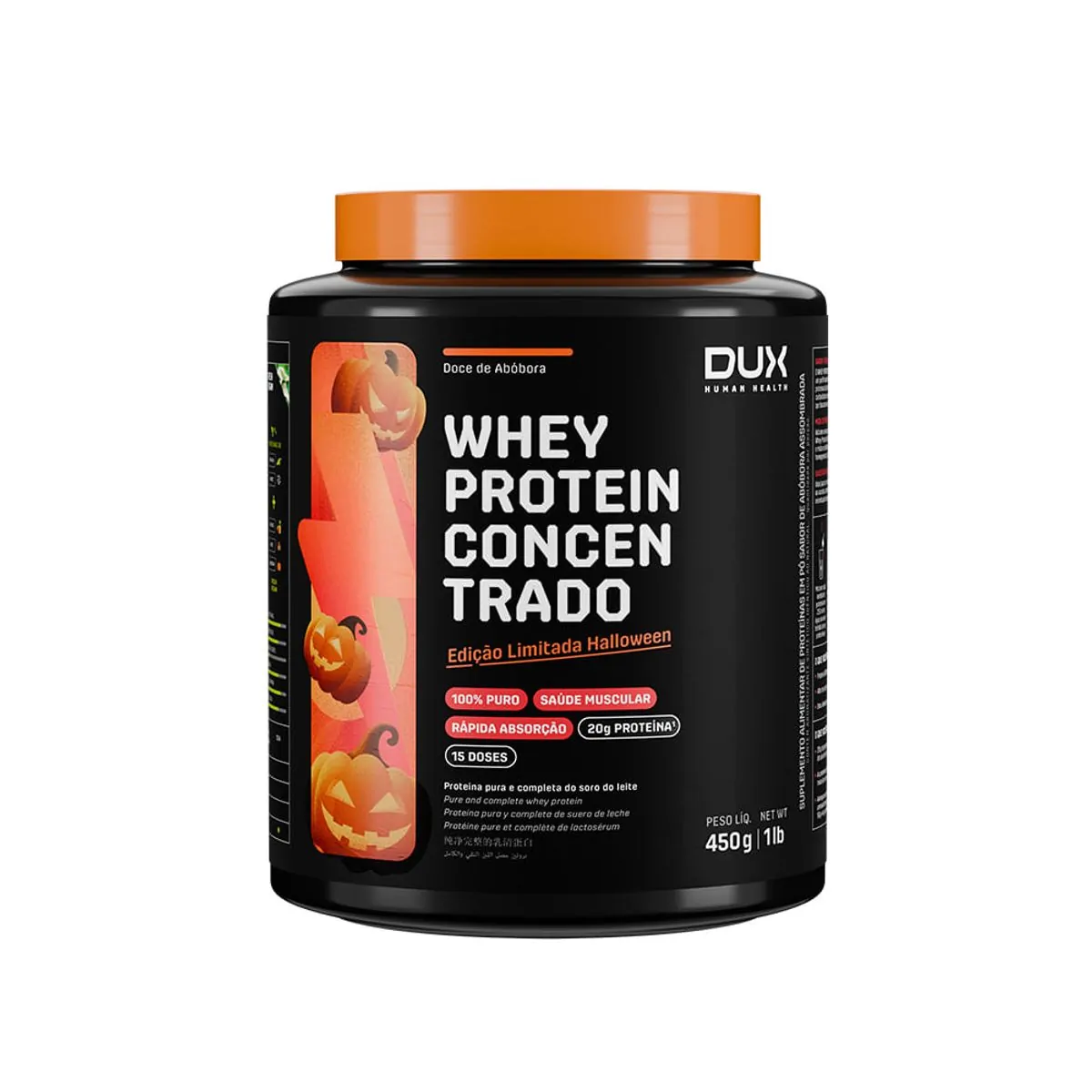 WHEY PROTEIN CONCENTRADO HALLOWEEN 450G - DOCE DE ABÓBORA - DOCE DE ABOBORA