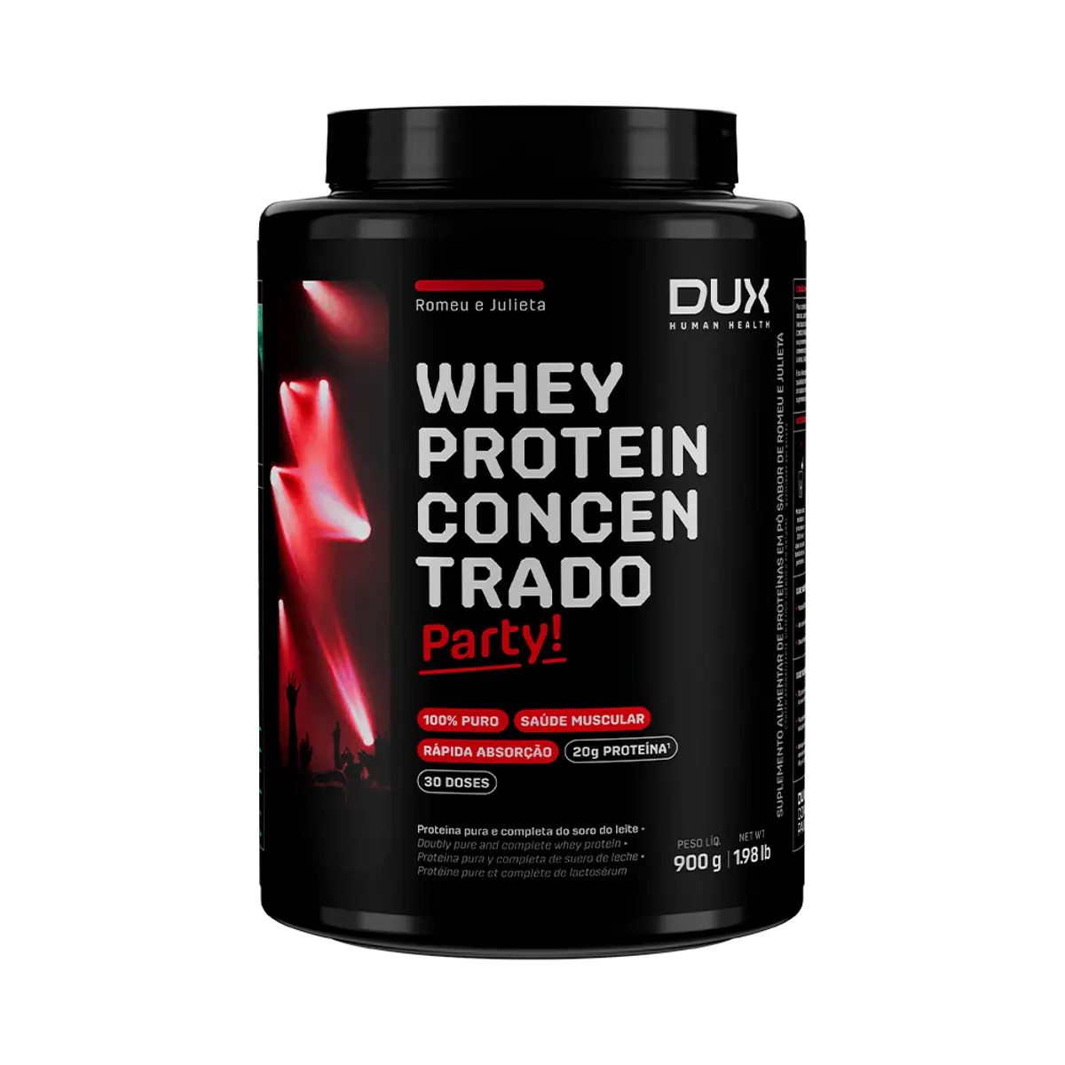 WHEY PROTEIN CONCENTRADO PARTY! - POTE 900G - Sabor Romeu e Julieta