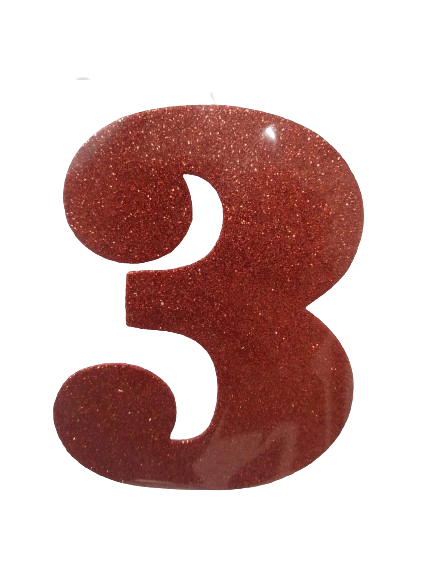 Numero Eva Glitter 3 Vermelho