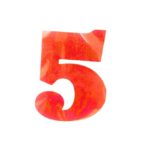 Numero Eva Glitter 5 Vermelho