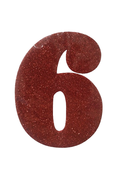 Numero Eva Glitter 6 Vermelho
