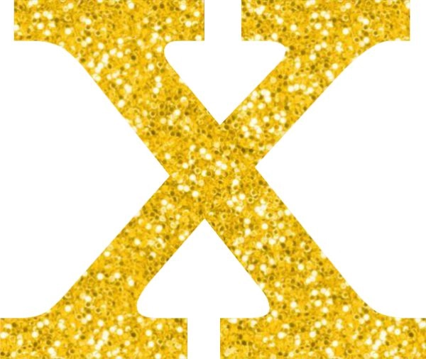 Letra Eva Glitter X Dourado
