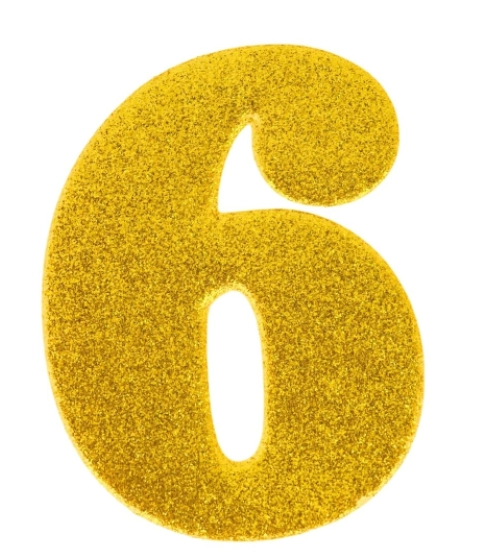 Numero Eva Glitter 6 Dourado