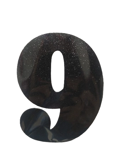 Numero Eva Glitter 9 Preto