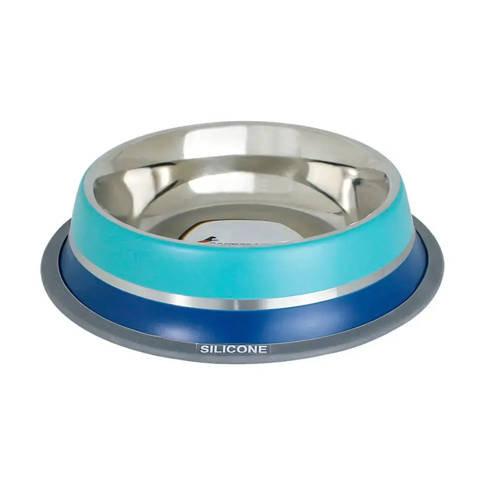 Comedouro Inox Dual Azul