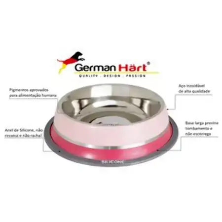 Comedouro Inox Duas Cores Dual Rosa 16 Oz