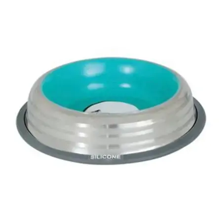 Comedouro Inox Colorido Premium Azul 16 Oz