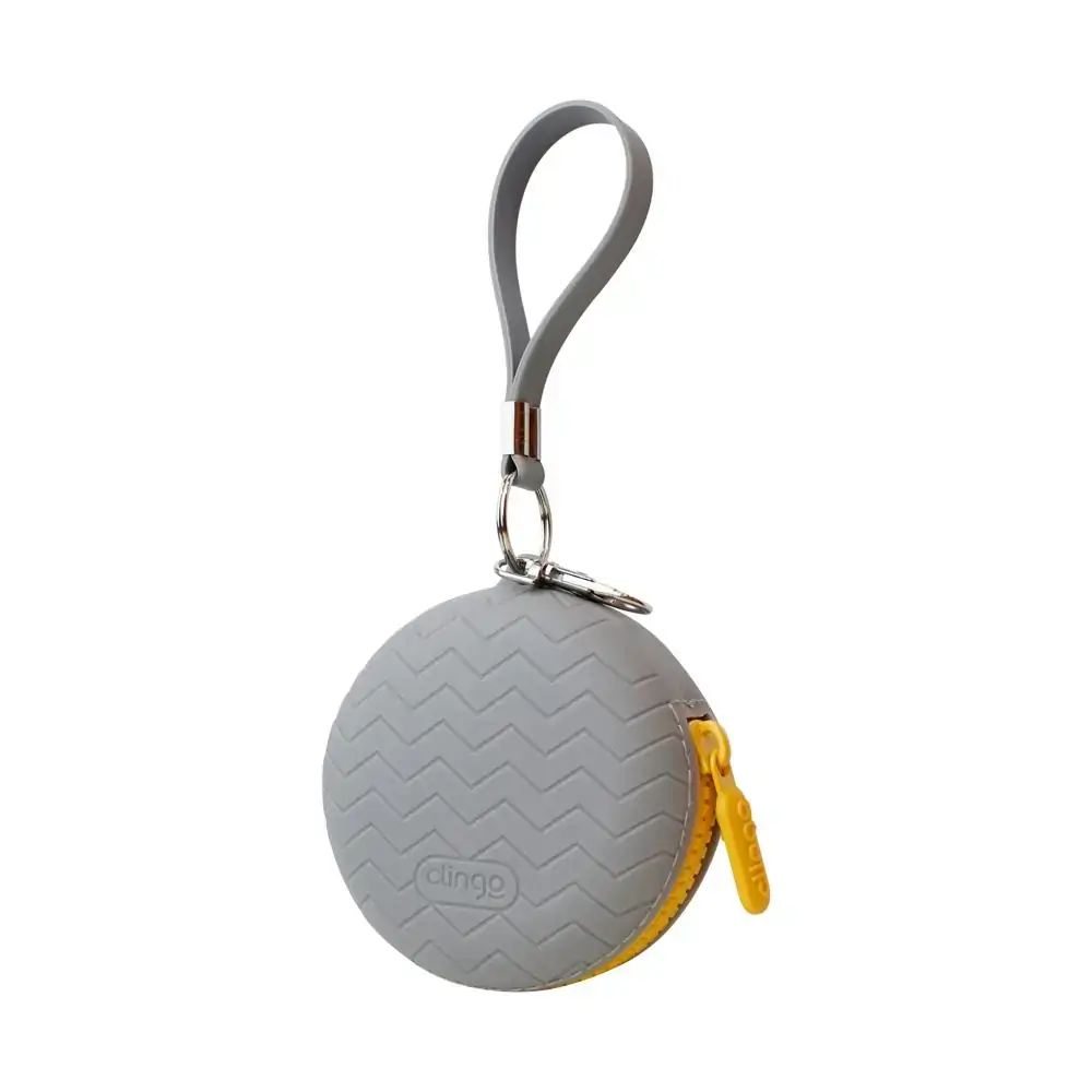 Porta Chupetas Silicone Cinza/Amarelo - Clingo