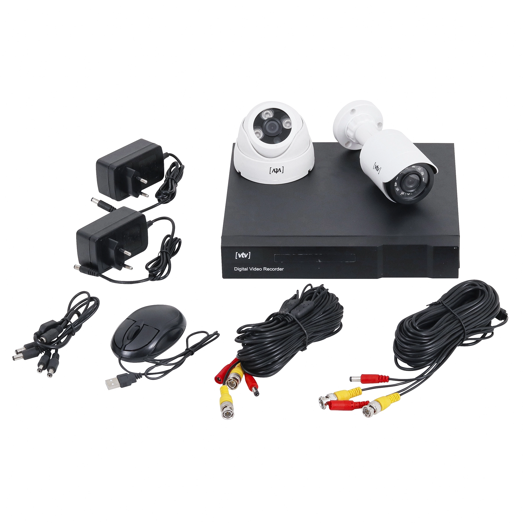 Kit de Monitoramento DVR AHD 4 Canais HD 500GB 2 Câmeras VTV