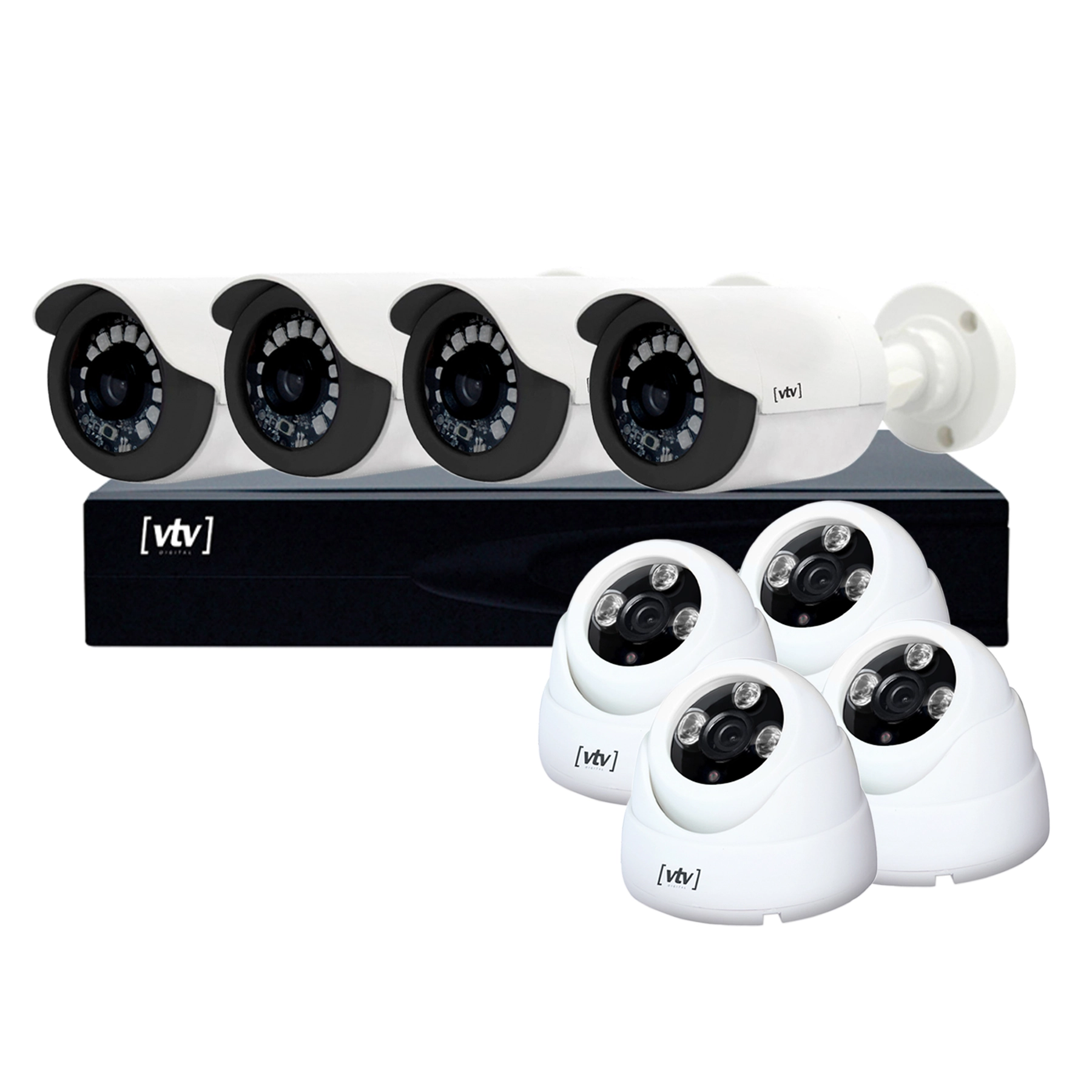 Kit de Monitoramento DVR AHD 16 Canais HD 1TB 8 Câmeras VTV