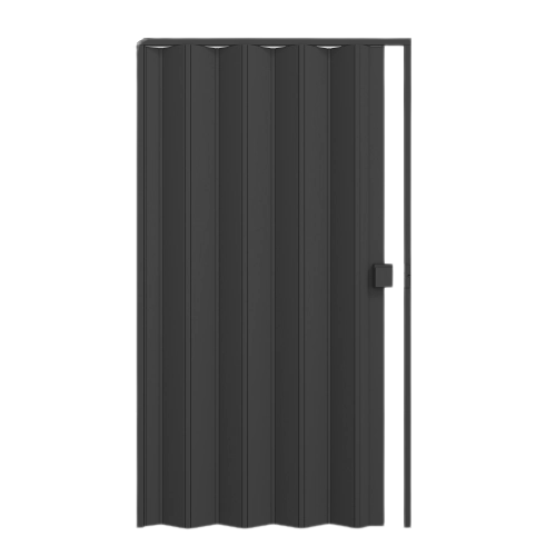 Porta Sanfonada Lisa de Plástico PVC Preta com fechadura 2,10x1,34m Permatti