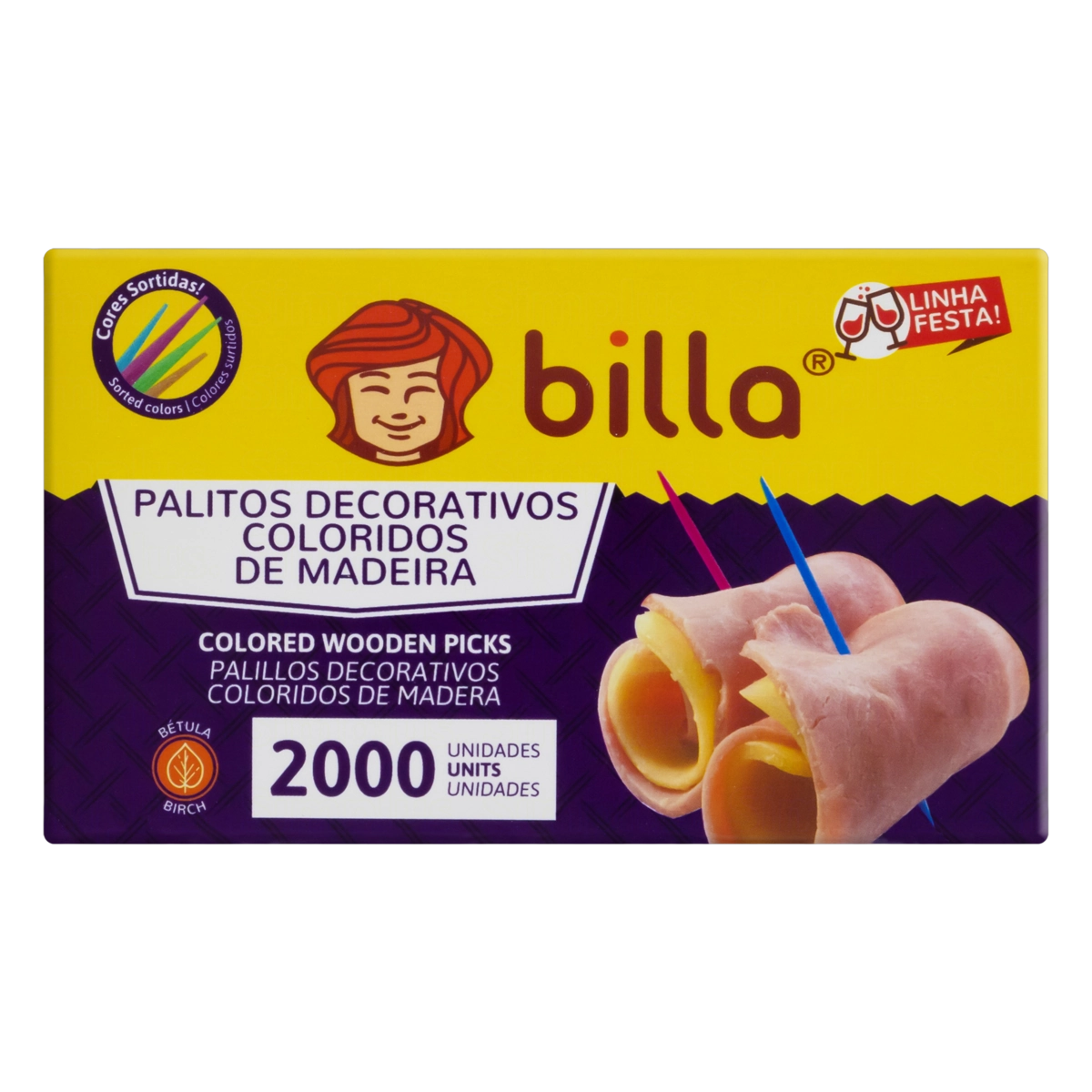 Palito Madeira Decorativo Billa Festa Caixa 2000 Unidades