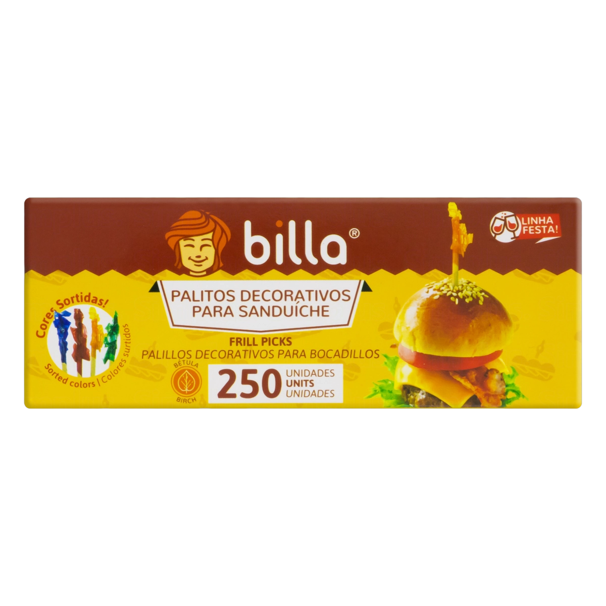 Palito Madeira Para Sanduíche Billa Festa Caixa 250 Unidades