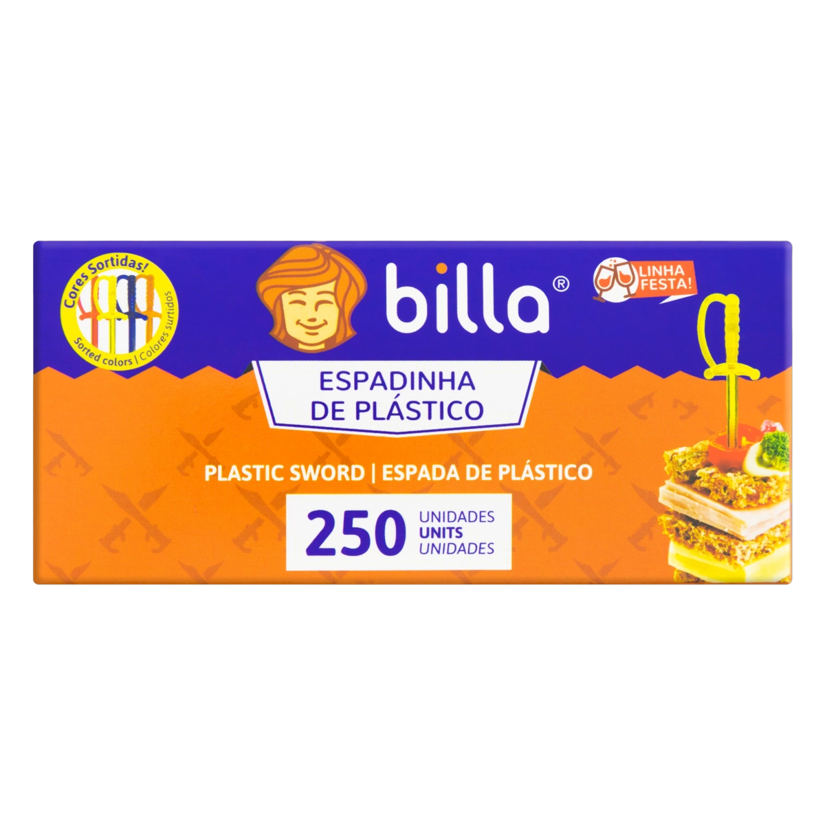 Espadinha Plástico Billa Festa 8cm Caixa 250 Unidades