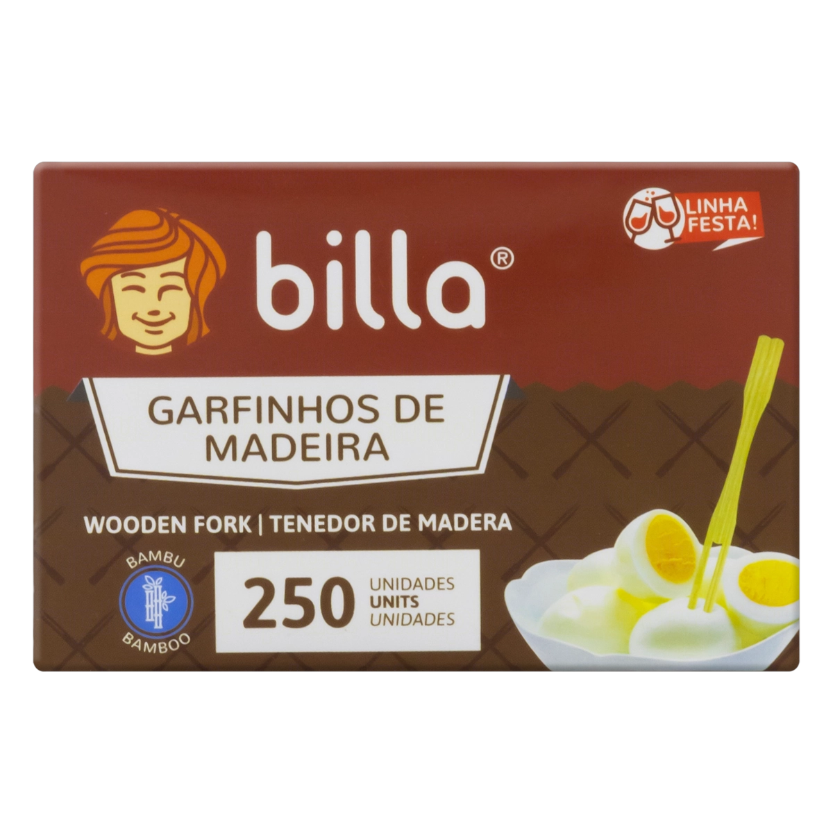 Garfo Bambu Descartável Billa Festa Caixa 250 Unidades