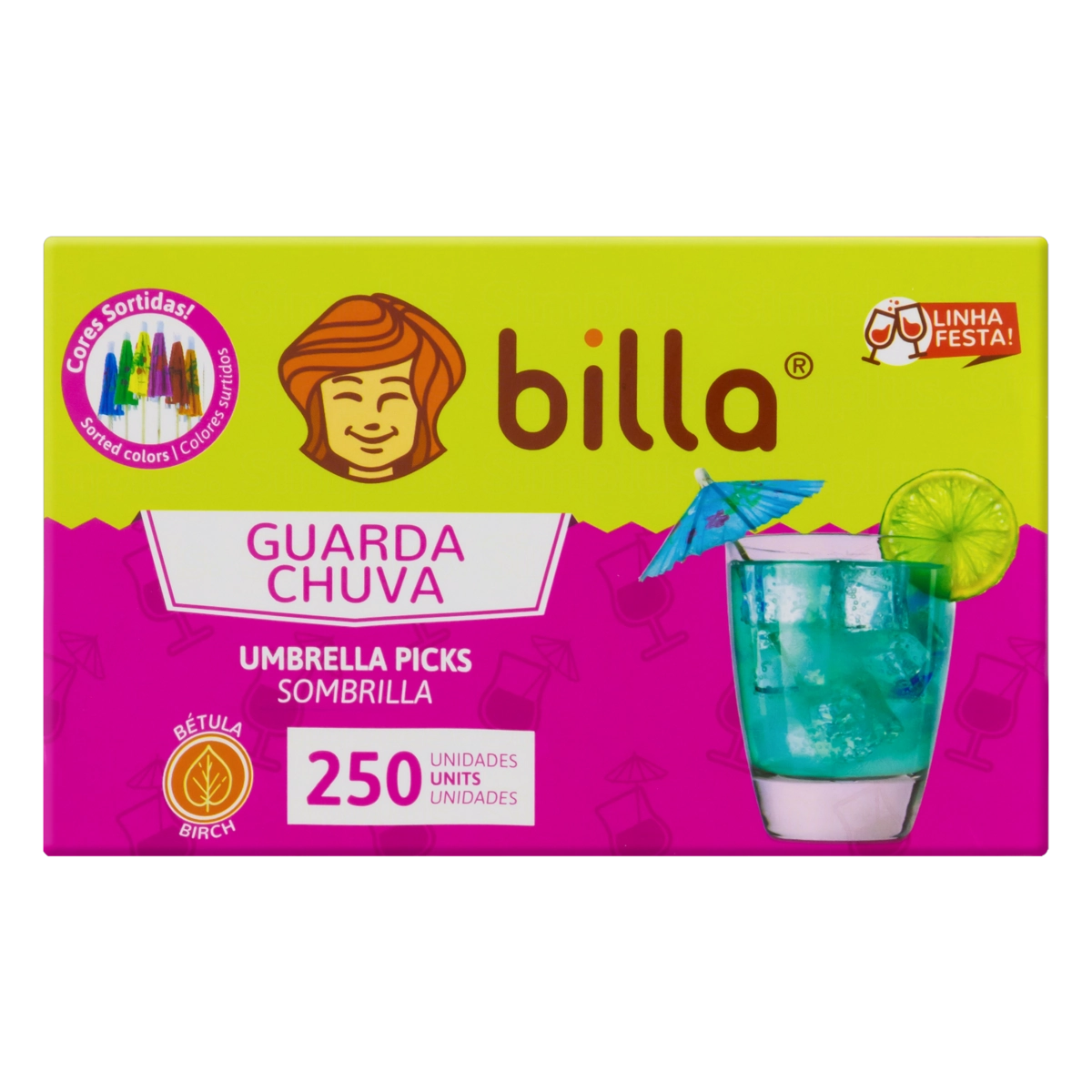 Enfeite Madeira Para Drink Guarda Chuva Billa Festa Caixa 250 Unidades