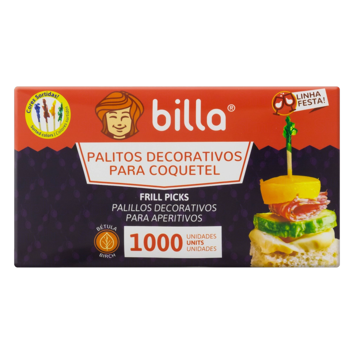 Palito Madeira Para Coquetel Billa Festa Caixa 1000 Unidades