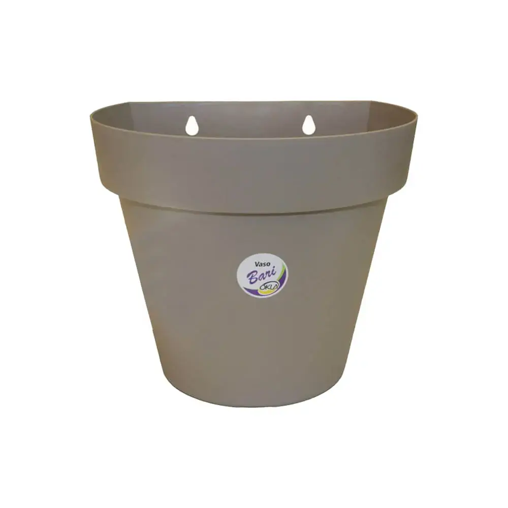 Vaso Parede Bari Ceramica 20x15,6x17,2cm Cinza Taupe