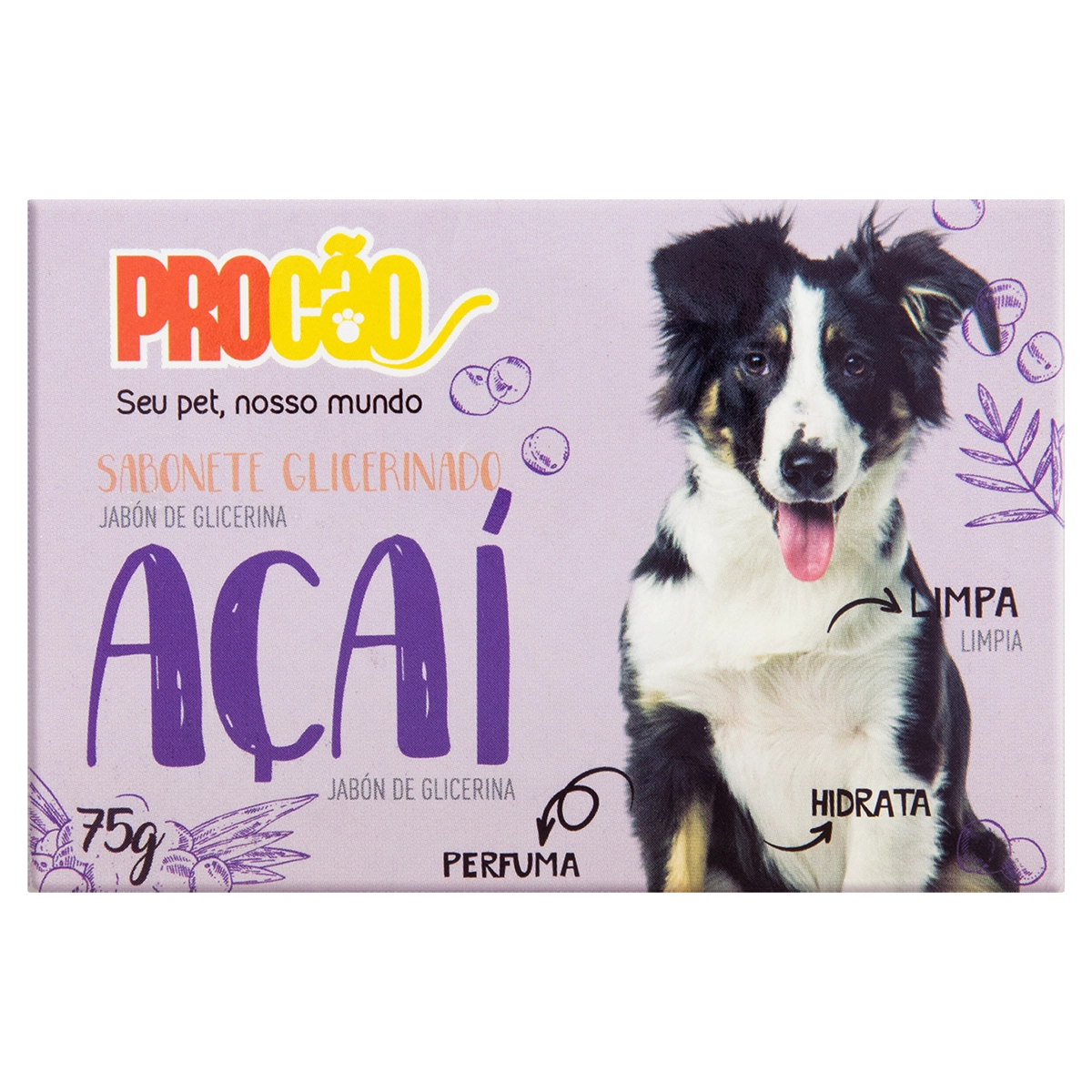 Sabonete Uso Veterinário Glicerinado Açaí Procão Caixa 75g