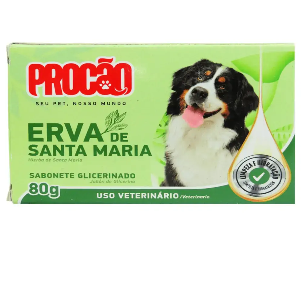 Sabonete Uso Veterinário Glicerinado Erva De Santa Maria Procão Caixa 80g
