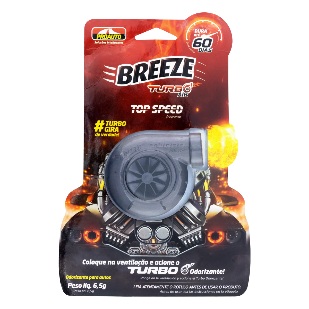 Odorizador Automotivo Top Speed Proauto Breeze Turbo Air Blister 6,5g