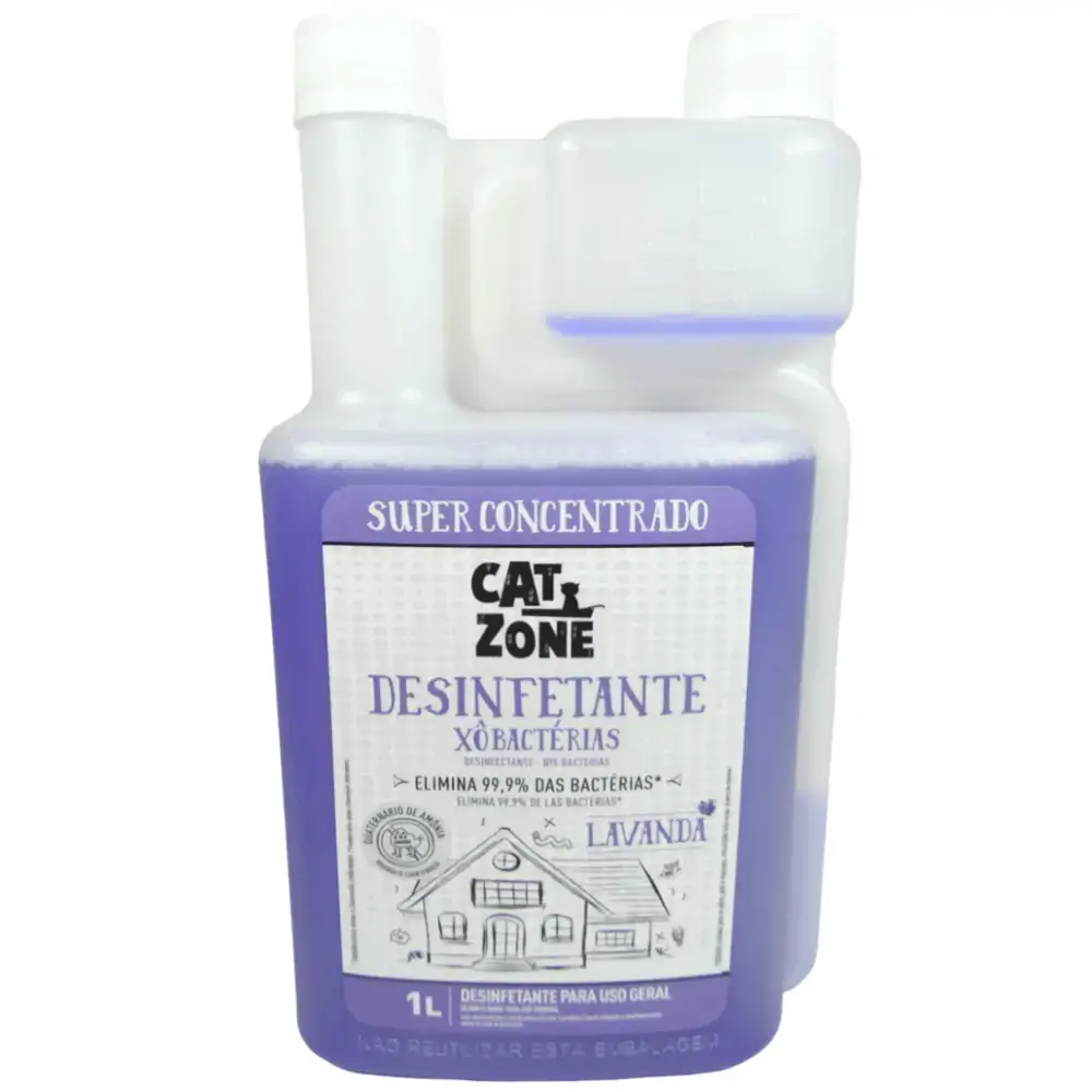 Desinfetante Super Concentrado Lavanda Cat Zone Xô Bactérias Frasco 1l