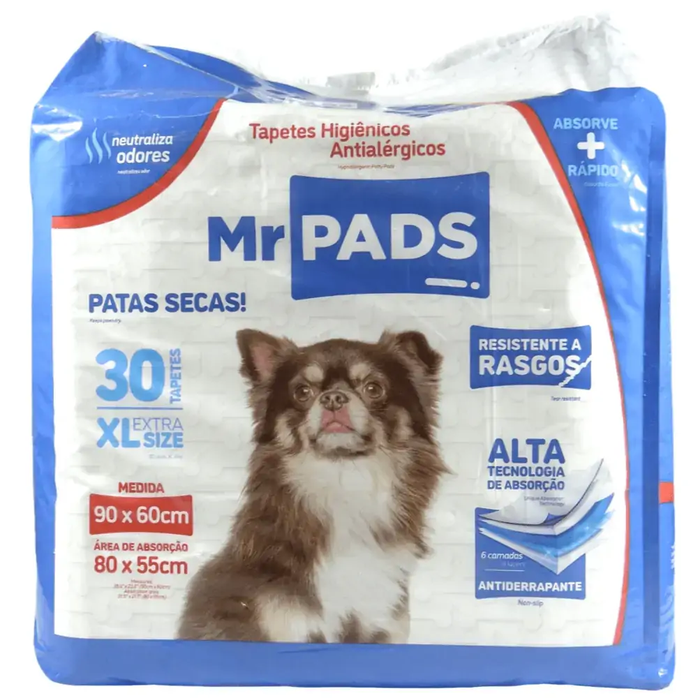 Tapete Higienico Mr Pads 90x60cm Com 30un