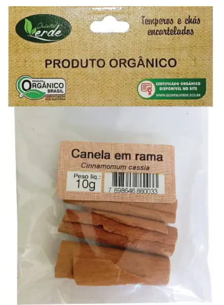 Canela Em Rama Orgânica Quintal Verde 10g