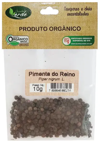 Pimenta Do Reino Produto Orgânico Quintal Verde 10g