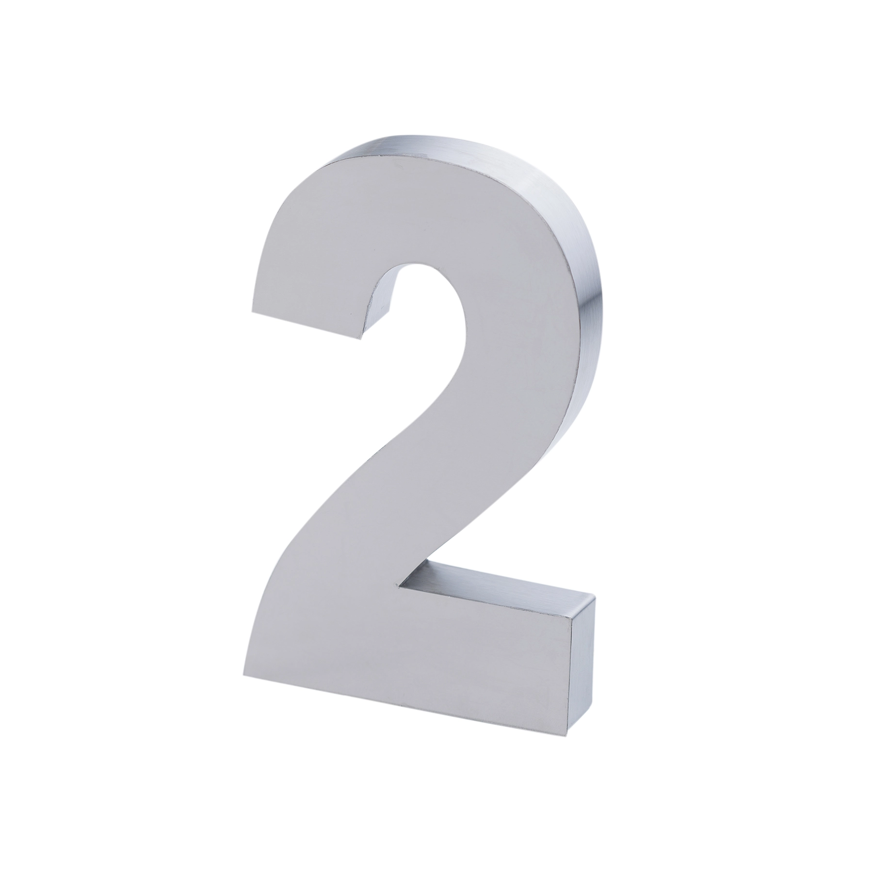 Número Casa "2" 15cm Parafusar Inox Prata