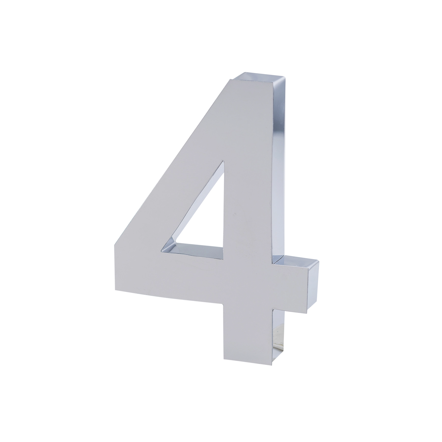 Número Casa "4" 15cm Parafusar Inox Prata
