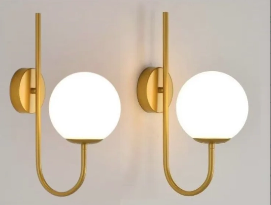 Kit 2 Arandelas Jabuticaba Globo 15 Com Lâmpada G9 3000k Bivolt Dourado Com Altura De 40cm