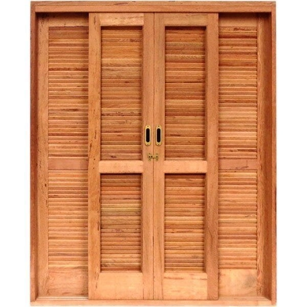 Porta De Correr Veneziana Madeira 6 Folhas Madersilva 2,15mx1,60mx15cm Cedro