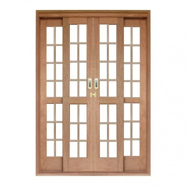 Porta De Correr Quadriculado 4 Folhas Cedro Arana 215cmx160cmx14cm Madersilva Cedro