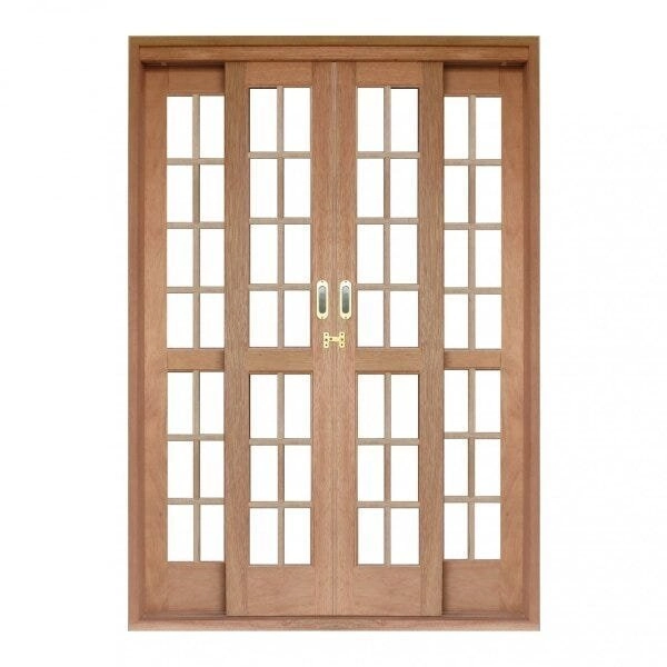 Porta De Correr Quadriculado 4 Folhas Cedro Arana 215cmx180cmx14cm Madersilva Cedro