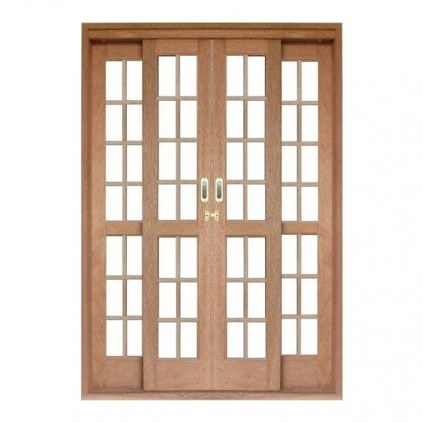 Porta De Correr Quadriculado 4 Folhas Cedro Arana 215cmx200cmx14cm Madersilva Cedro