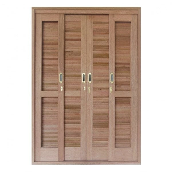 Porta Balcão De Correr Panorâmico 6 Folhas Cedro Arana 215cmx180cmx15cm Madersilva