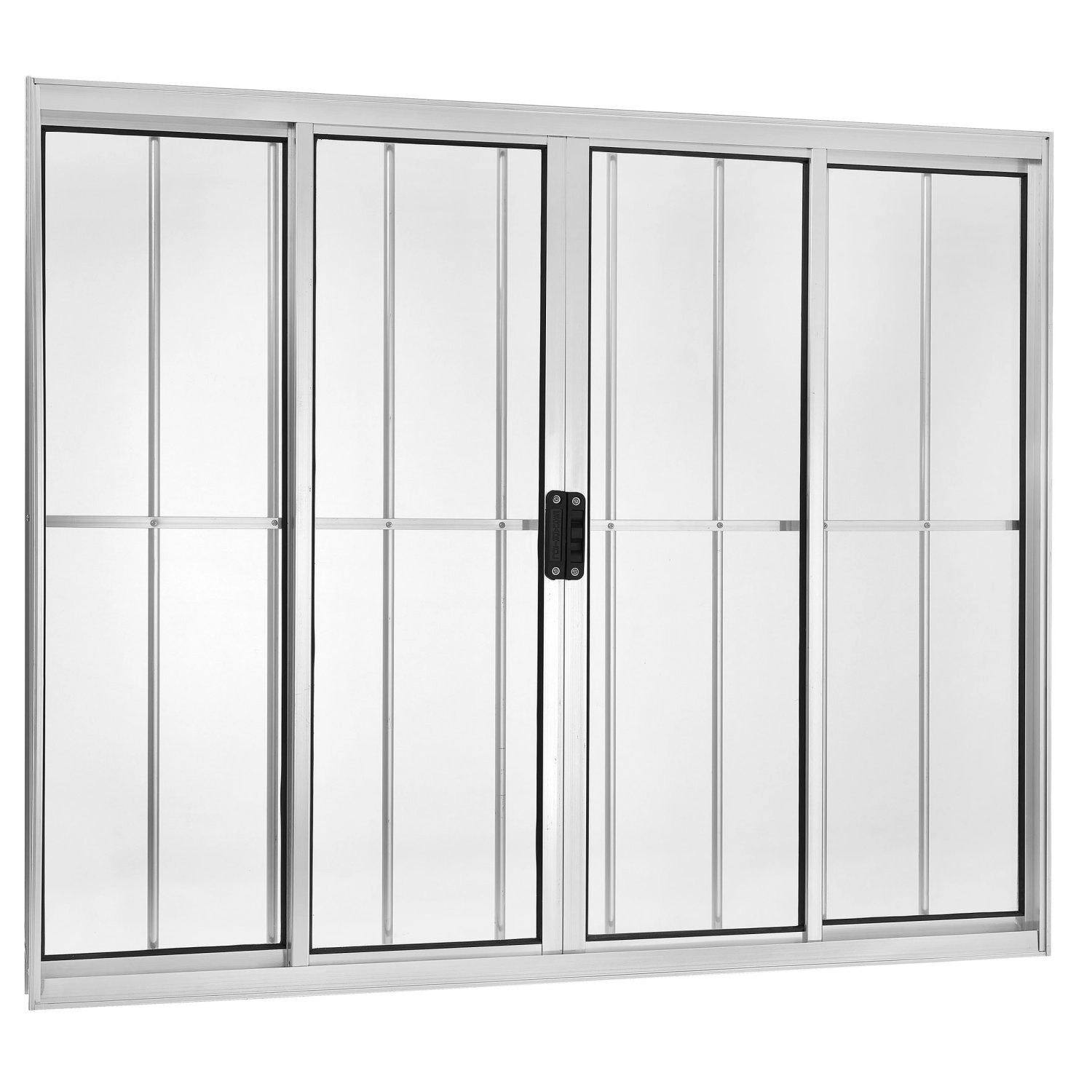 Janela De Alumínio De Correr 100x120cm Com Grade 4 Folhas Central Ecosul Esquadrisul
