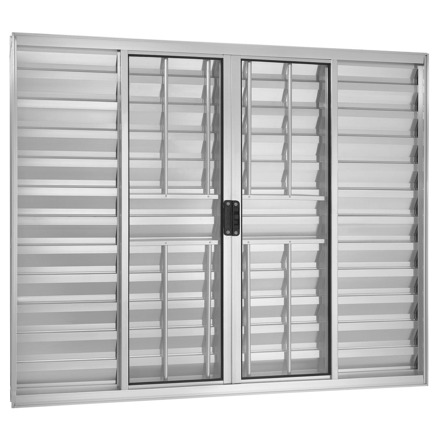 Janela De Alumínio Veneziana 100x150cm Com Grade 6 Folhas Central Ecosul Esquadrisul