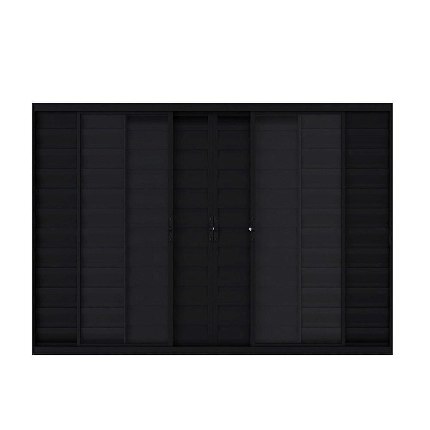 Janela Veneziana 6 Folhas Central Sem Grade Vidro Liso 120x200cm Fortsul Esquadrisul Preto