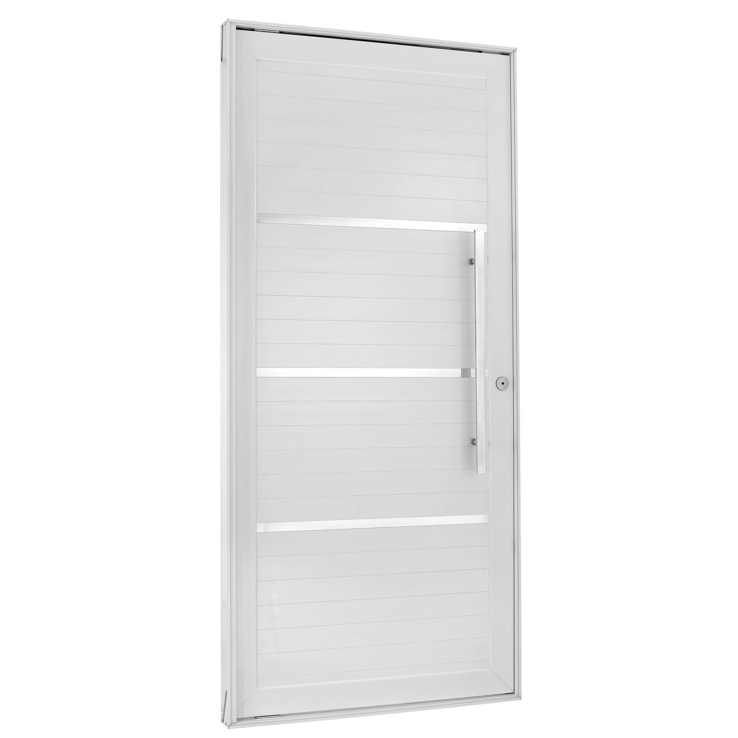 Porta Lambril Pivotante Com Puxador E Friso Topsul 220x100cm Esquadrisul Abertura Direita Branco