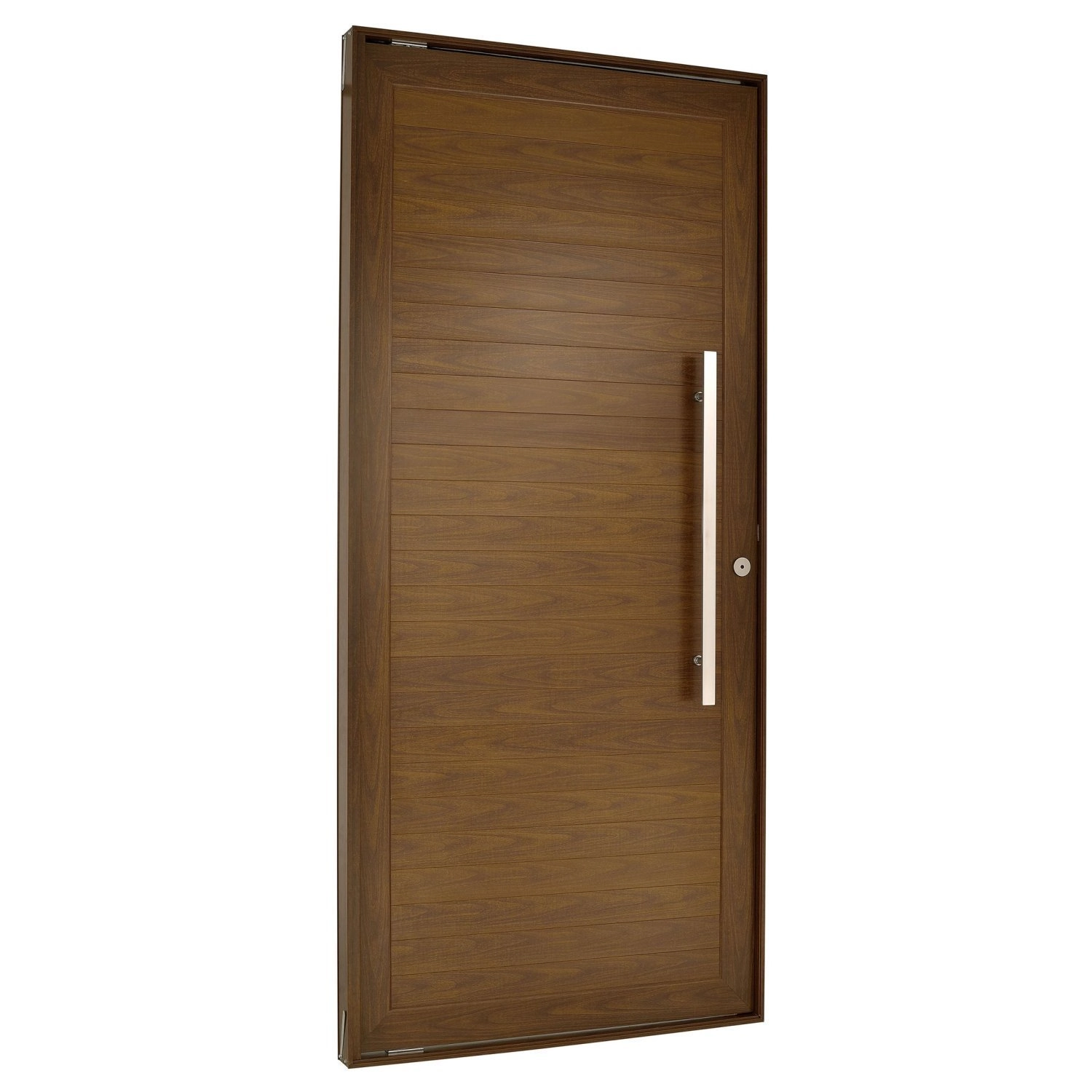 Porta Lambril Pivotante Com Puxador Topsul 220x100cm Esquadrisul Abertura Direita Marrom